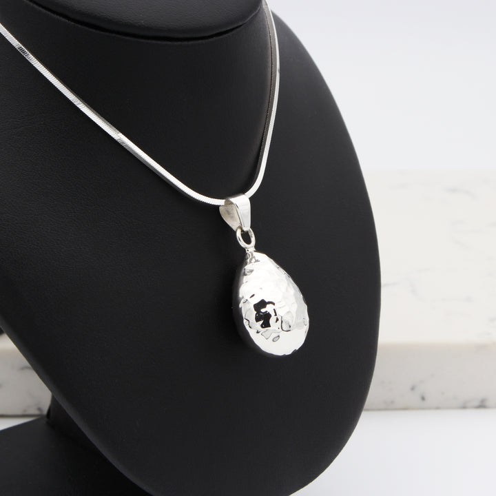 Silver Hammered Drop Pendant