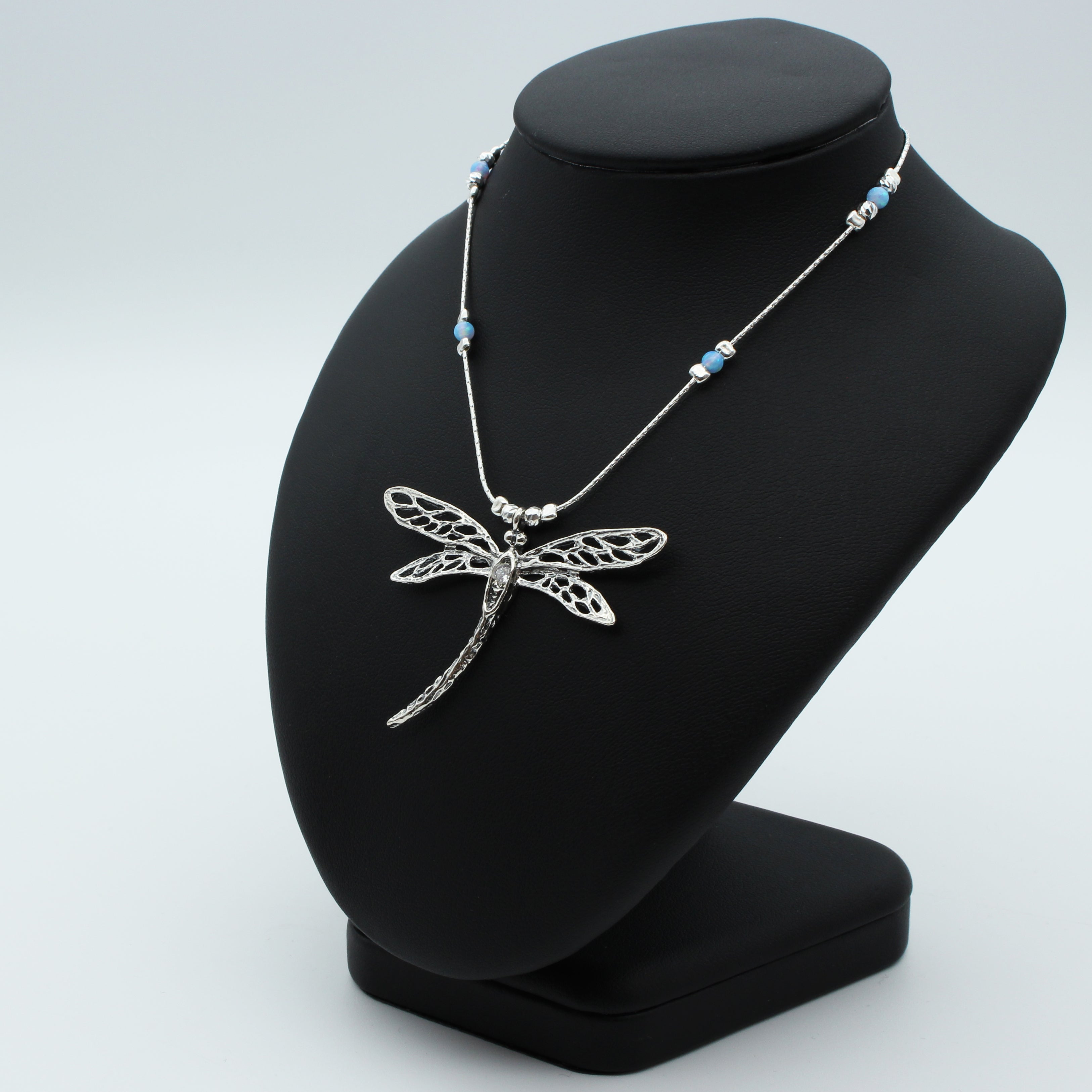 Blue Dragonfly' Doublet Opal Necklace - Black Star Opal