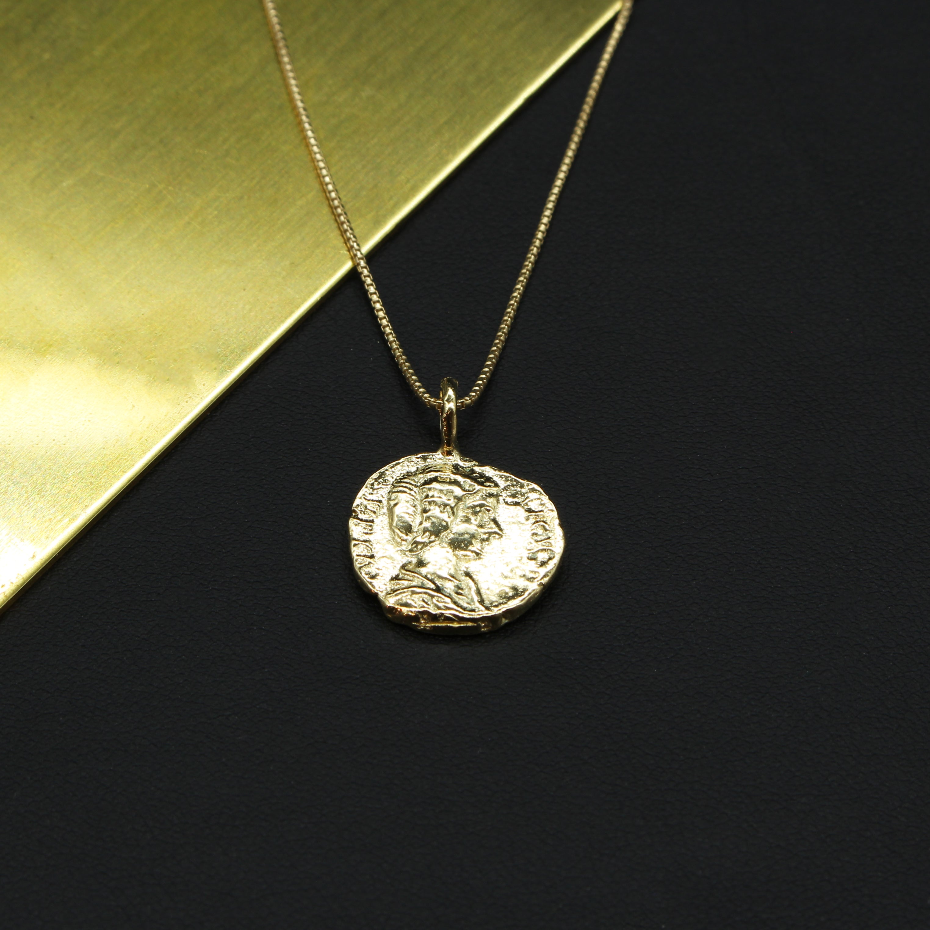 Gold roman coin on sale necklace