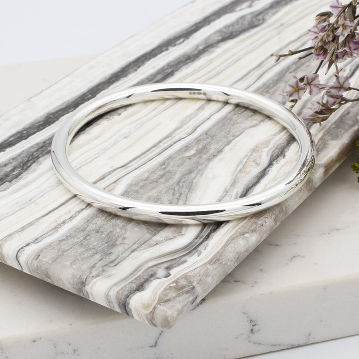 Rounded Silver Bangle